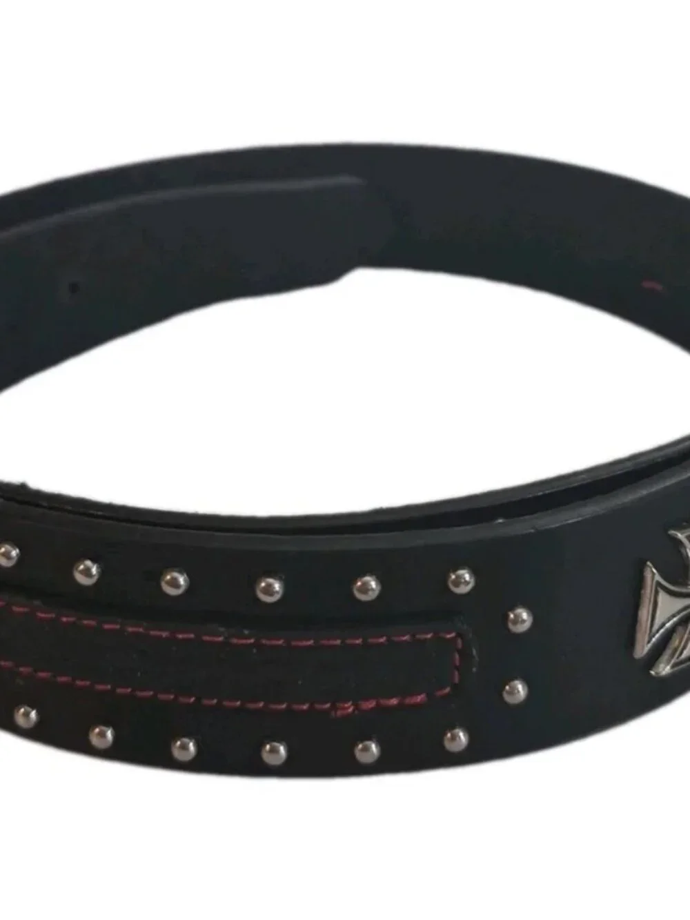 Y2K Black Leather Chopper Style Grunge Belt S 30-32